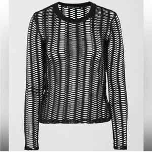 NWT BLANC NOIR L/S Linear Mesh Fitted Top Sz XS